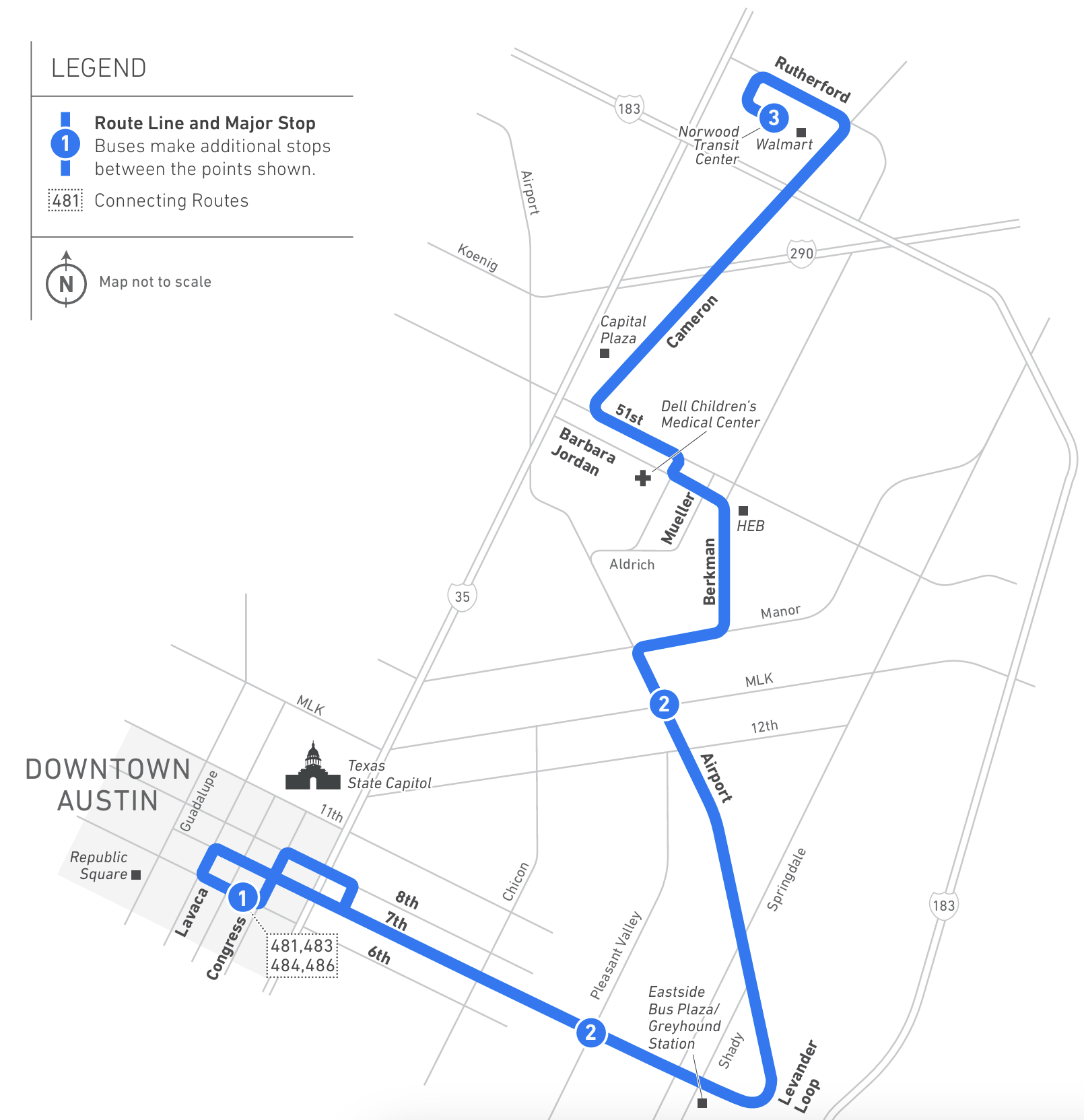 New Map of Route 485 After January Service Change