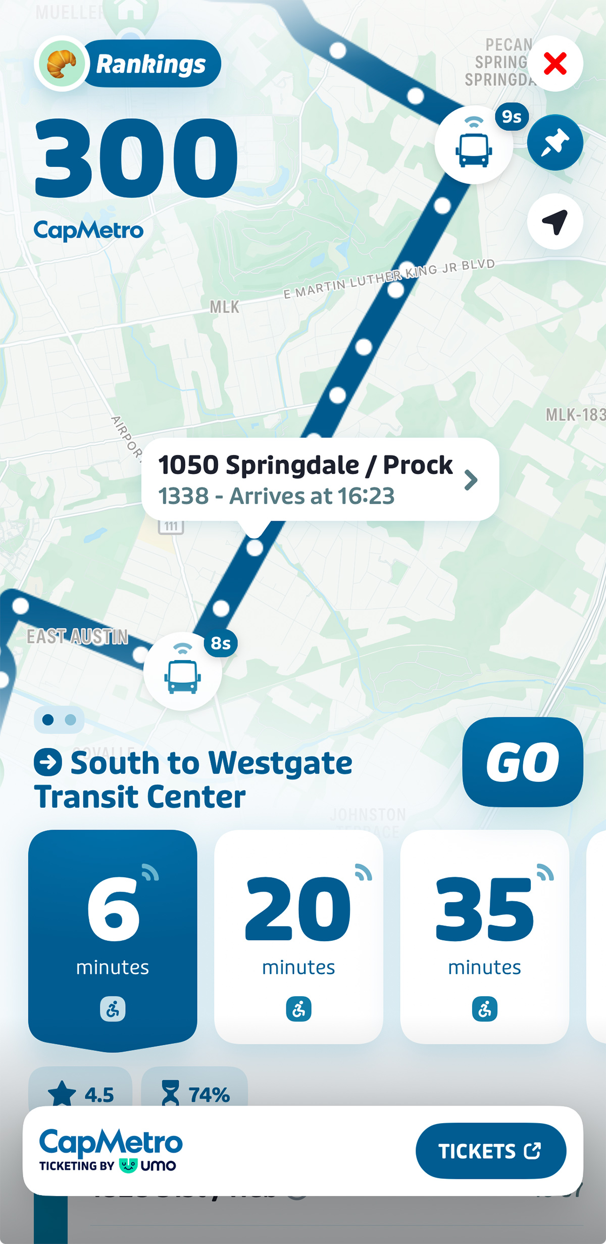 Screenshot of Transit app