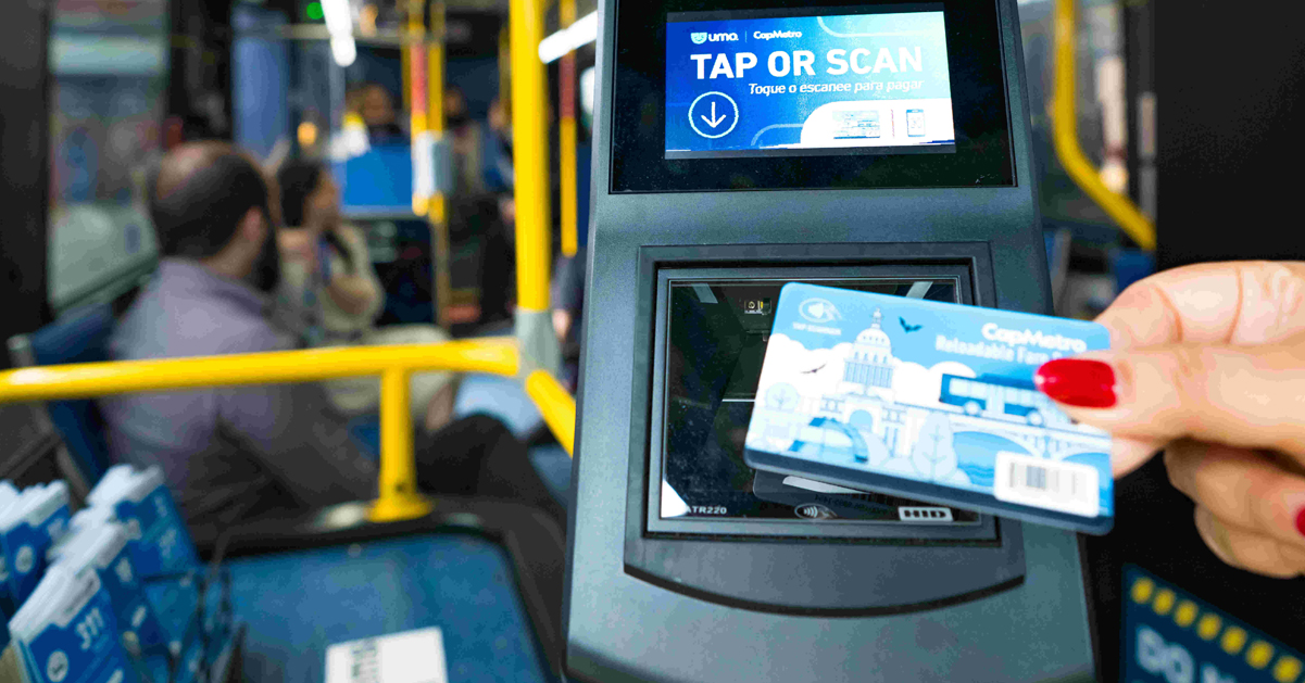 Scanning a CapMetro Reloadable Fare Card on the Bus