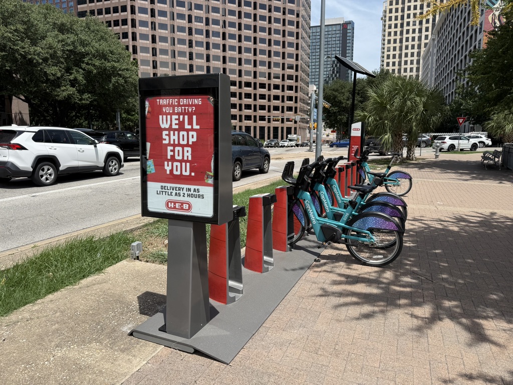 Advertisement on CapMetro Bikeshare station