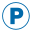 P symbol that indicates parking available at station