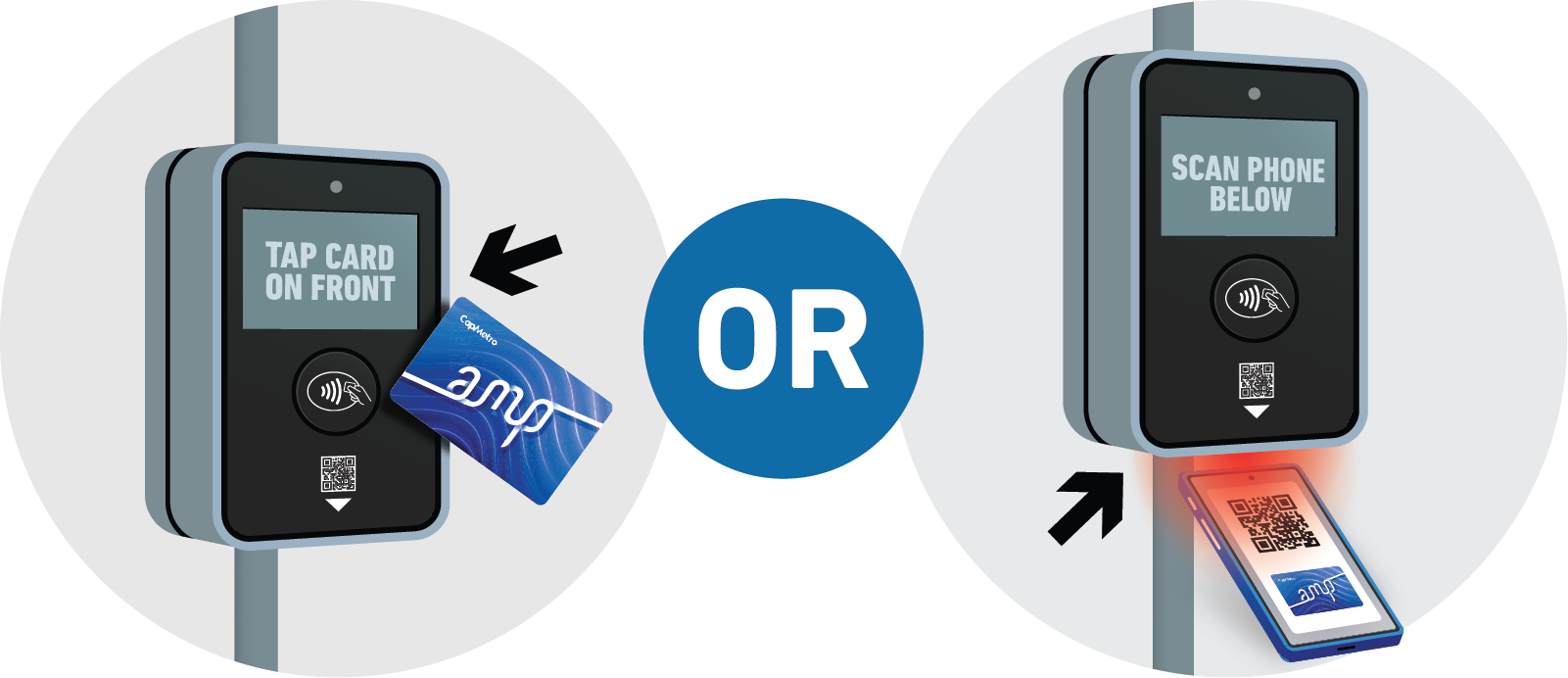 AMPTapORScan Tap physical AMP cards or Scan your AMP QR code