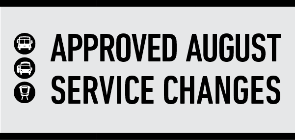Approved August Service Changes Latest News Banner