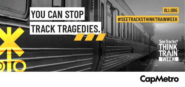 See Tracks Think Train. Rail Safety Week 2025
