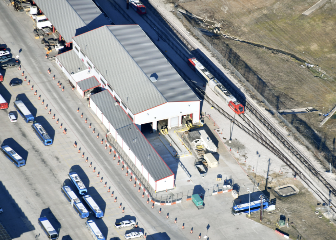 Aerial view of CapMetro Rail Maintenance Facility