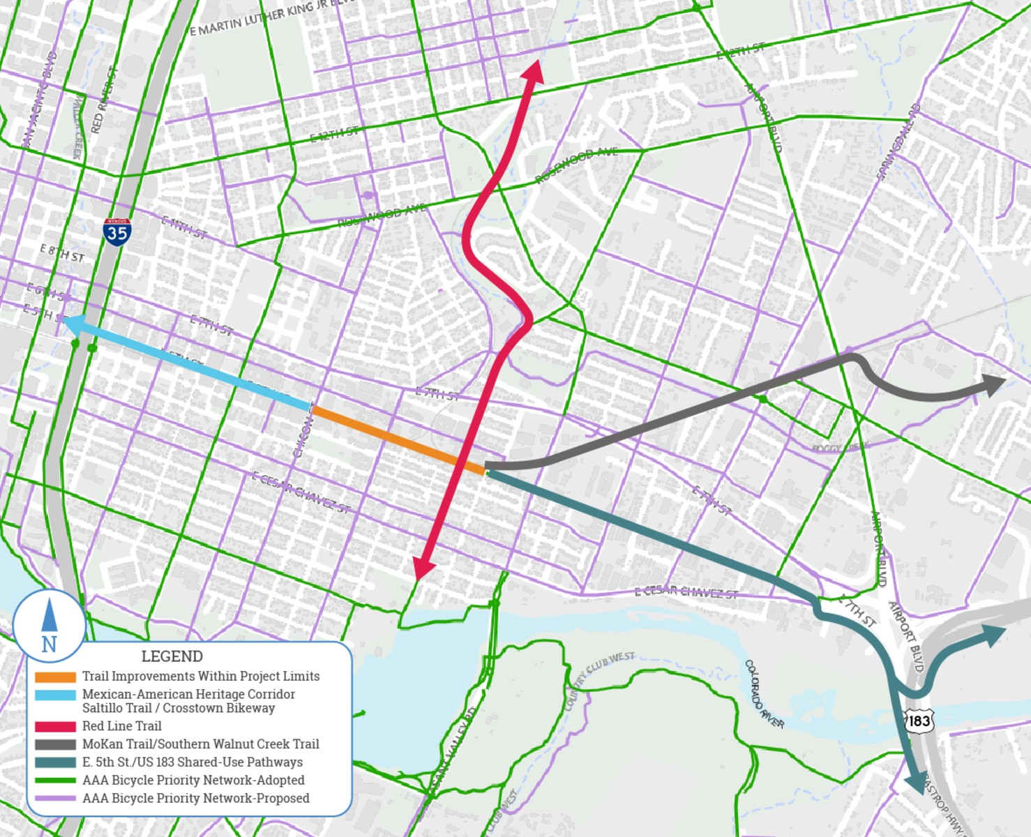 Rails and Trails map   legend