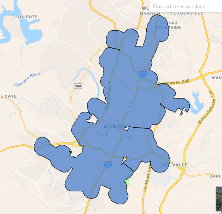 CapMetro Access service area map