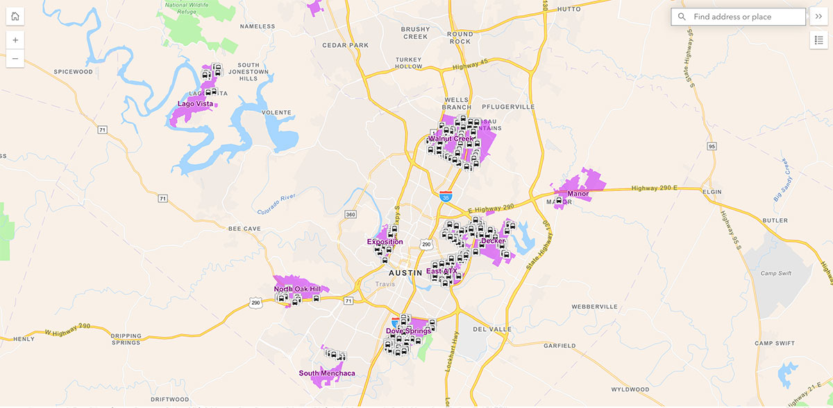 Pickup service zone map
