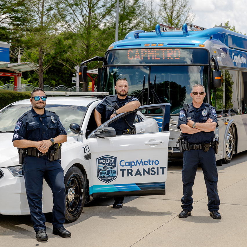 Transit Police with vehicle and bus