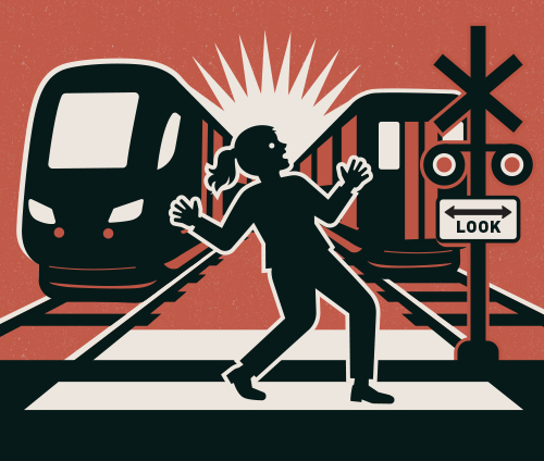 Rail Safety look both ways before crossing